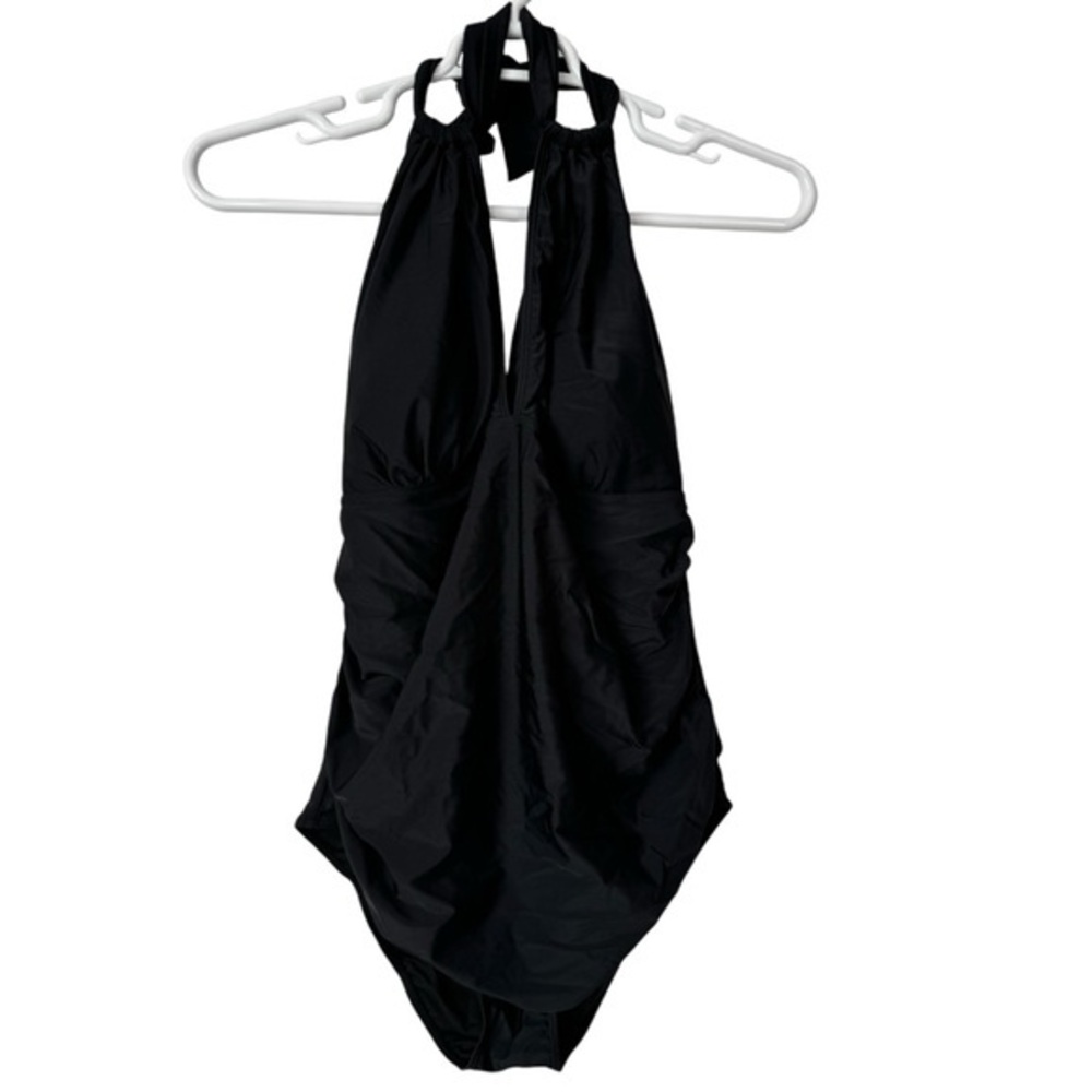 Aqua Eve Halter One Piece Swimsuit - Black